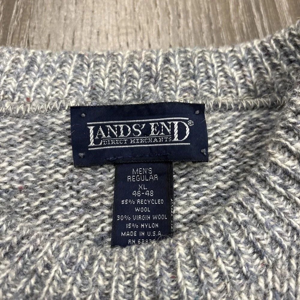 VTG Lands' End Sweater Mens XL Ragg Wool Made USA Cabincore Luxe Heritage Fleck